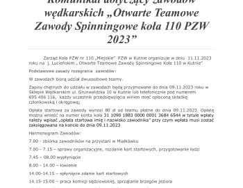 Otwarte Teamowe Zawody Spinningowe Koło 110 Miejskie w Kutnie