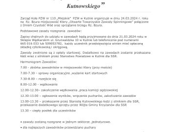 Otwarte Towarzyskie Zawody Spinningowe o Puchar Starosty Kutnowskiego Koło 110 Miejskie w Kutnie