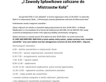 I Zawody Spławikowe GPX 2024 Koła 110 Miejskie PZW w Kutnie