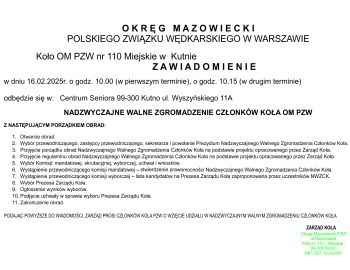 Nadzwyczajne Walne Zgromadzenie Członków Koła 110 Miejskie w Kutnie