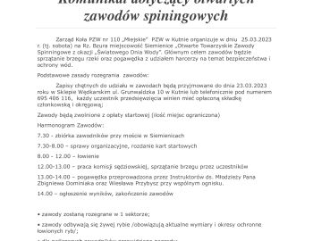 Otwarte Towarzyskie Zawody Spinningowe z okazji „Światowego Dnia Wody” Koło 110 Miejskie w Kutnie